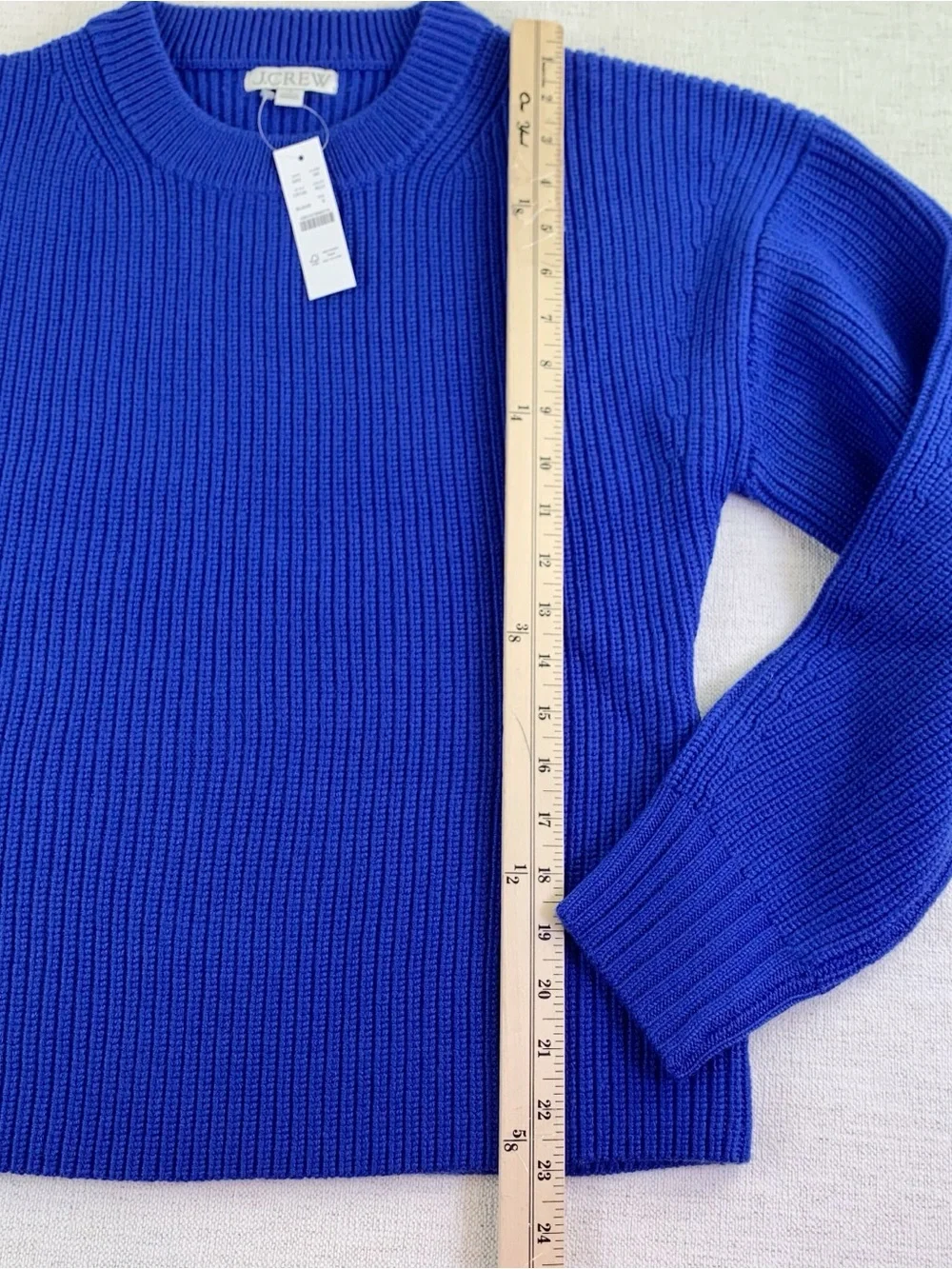 J crew women's S Fitted-waist crewneck sweater in ribbed merino wool long sleeve